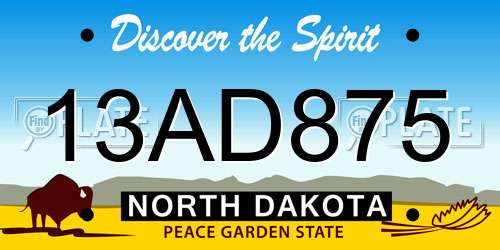 13AD875 North Dakota License Plate