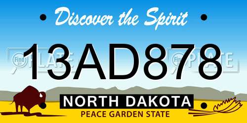 13AD878 North Dakota License Plate