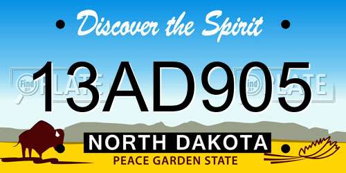 13AD905 North Dakota License Plate