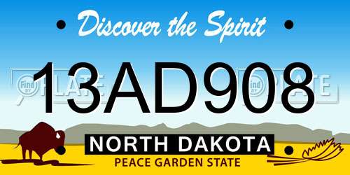 13AD908 North Dakota License Plate
