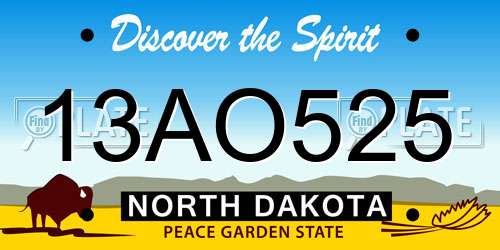 13AO525 North Dakota License Plate