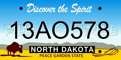 13AO578 North Dakota License Plate