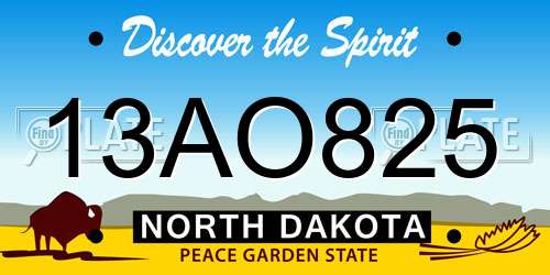 13AO825 North Dakota License Plate