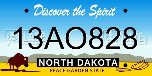 13AO828 North Dakota License Plate