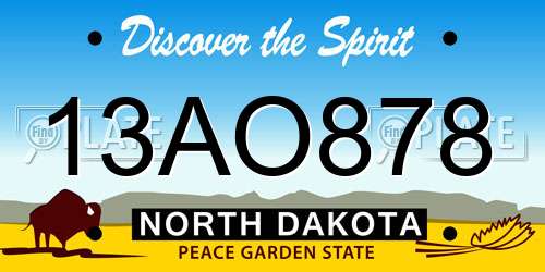 13AO878 North Dakota License Plate