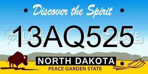 13AQ525 North Dakota License Plate