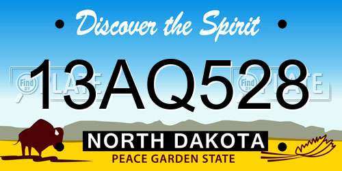 13AQ528 North Dakota License Plate