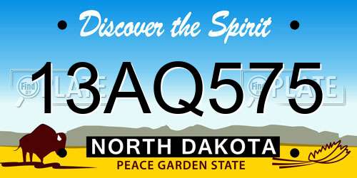13AQ575 North Dakota License Plate