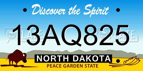 13AQ825 North Dakota License Plate