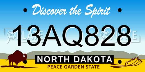 13AQ828 North Dakota License Plate