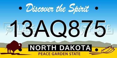 13AQ875 North Dakota License Plate