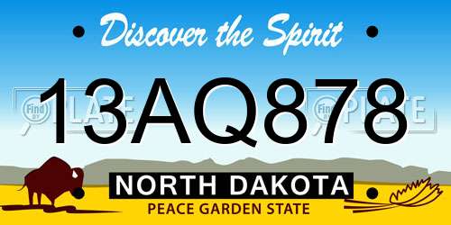 13AQ878 North Dakota License Plate