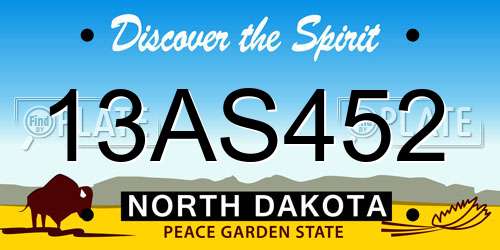 13AS452 North Dakota License Plate