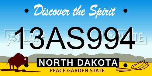 13AS994 North Dakota License Plate