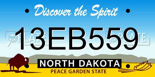 13EB559 North Dakota License Plate