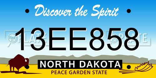 13EE858 North Dakota License Plate