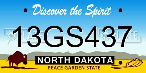 13GS437 North Dakota License Plate