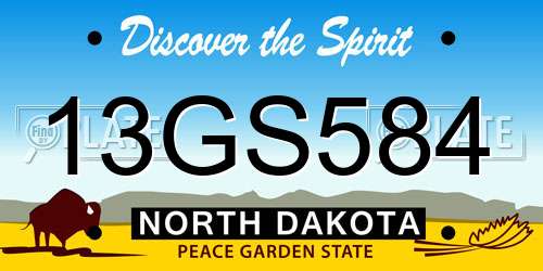 13GS584 North Dakota License Plate