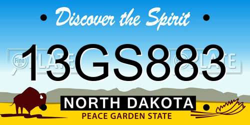 13GS883 North Dakota License Plate