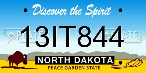 13IT844 North Dakota License Plate