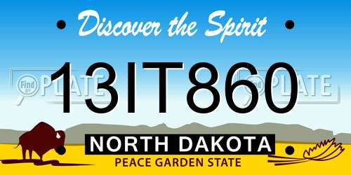 13IT860 North Dakota License Plate