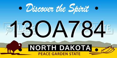 13OA784 North Dakota License Plate
