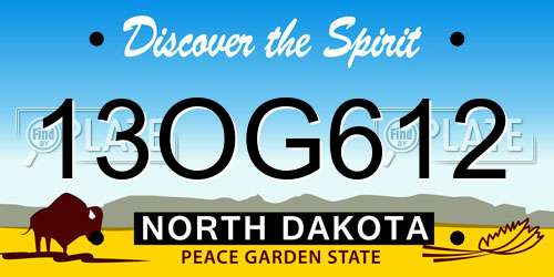 13OG612 North Dakota License Plate