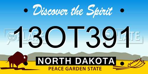 13OT391 North Dakota License Plate