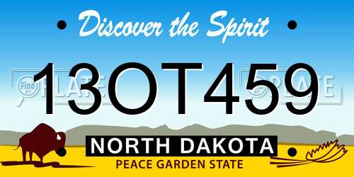 13OT459 North Dakota License Plate