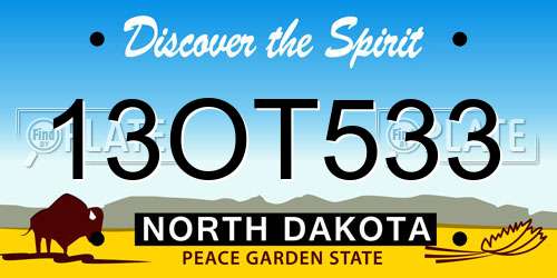 13OT533 North Dakota License Plate