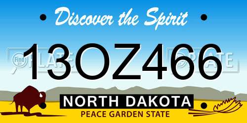 13OZ466 North Dakota License Plate
