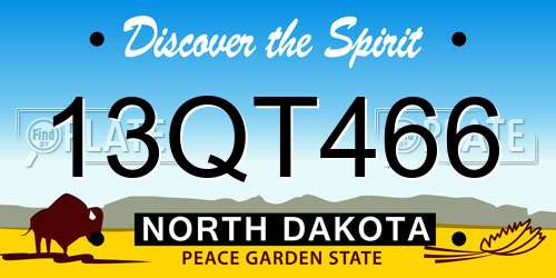 13QT466 North Dakota License Plate