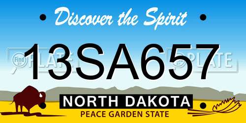 13SA657 North Dakota License Plate