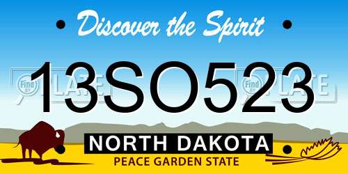 13SO523 North Dakota License Plate