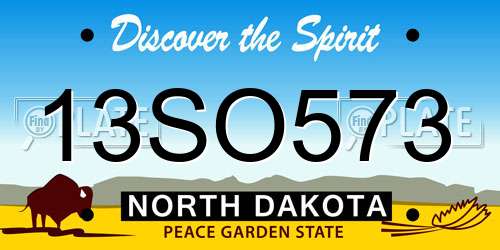 13SO573 North Dakota License Plate