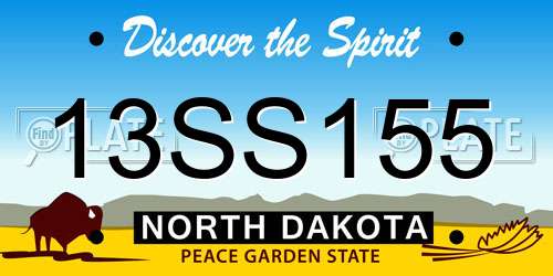 13SS155 North Dakota License Plate