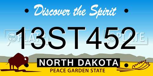 13ST452 North Dakota License Plate