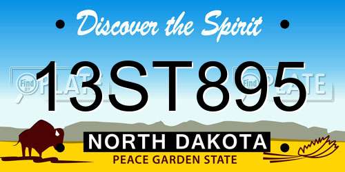 13ST895 North Dakota License Plate