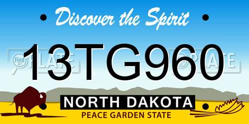 13TG960 North Dakota License Plate