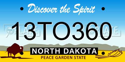 13TO360 North Dakota License Plate