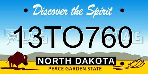 13TO760 North Dakota License Plate
