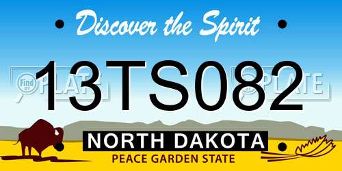 13TS082 North Dakota License Plate