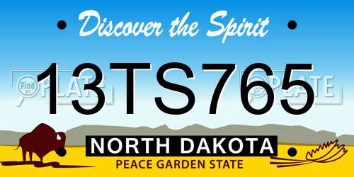 13TS765 North Dakota License Plate