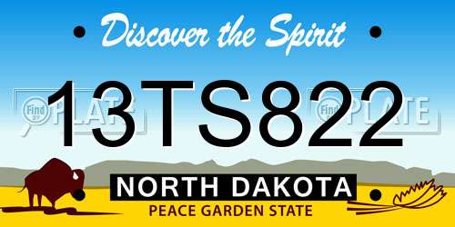 13TS822 North Dakota License Plate