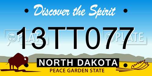 13TT077 North Dakota License Plate