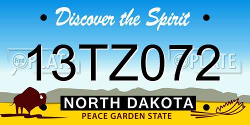 13TZ072 North Dakota License Plate
