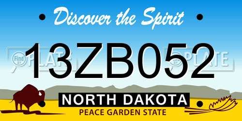 13ZB052 North Dakota License Plate