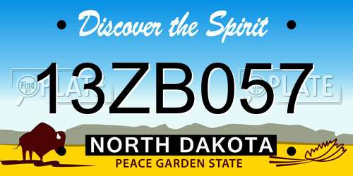 13ZB057 North Dakota License Plate