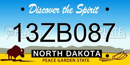 13ZB087 North Dakota License Plate
