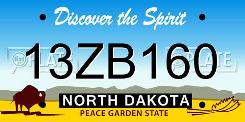 13ZB160 North Dakota License Plate